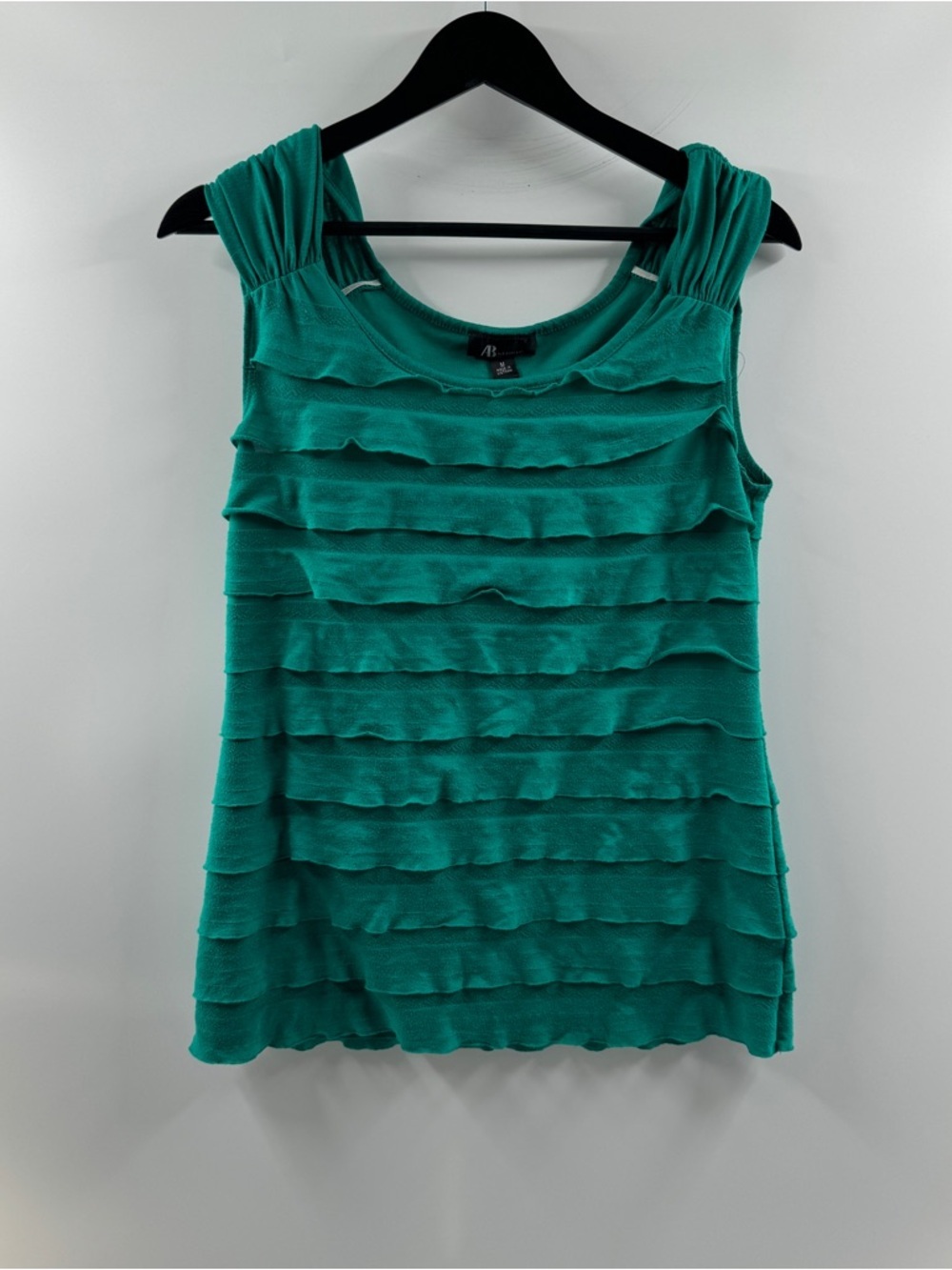 AB Studio Green Ruffle Tank Top – Women’s Medium Y2K Style